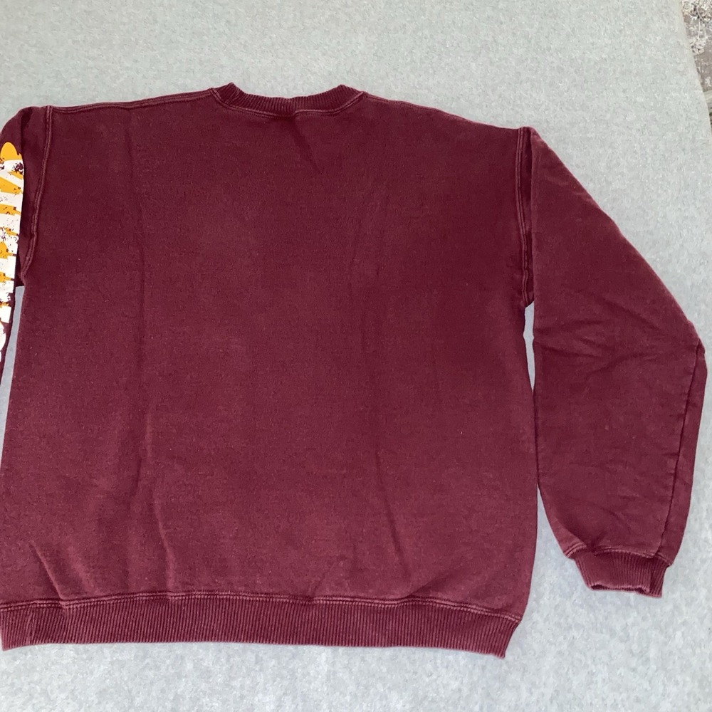 Vtg Mills High School MHS Vikings Sweatshirt Men's M Maroon Crewneck Sleeve Logo - Picture 7 of 14